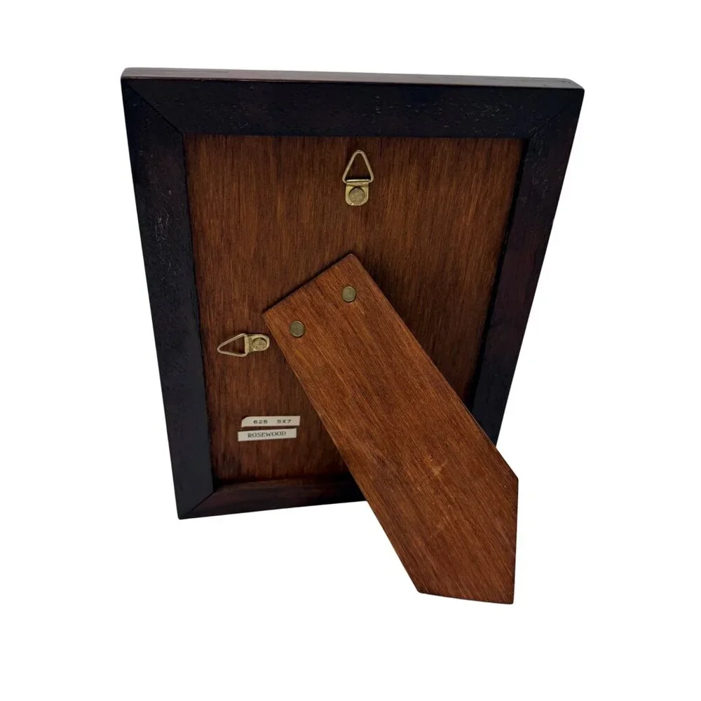 Vintage Rosewood Nautical Picture Frame Brass Sailboat 5x7